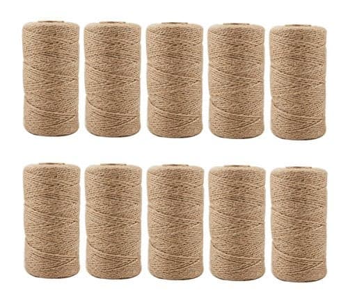 Jute Twine 3280 Feet 2mm 3Ply Arts Crafts Jute Rope Durable Packing String for Gardening Applications(10pcs x 328feet)