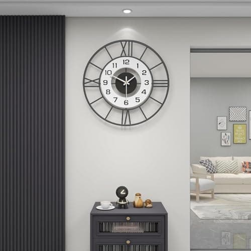 AVVIC MART Wall Clock Stylish Metal Analog Wall Clock for Living Room, Bedroom, Office, Kitchen, Home and Hall | Antique Fancy Big Size Modern Wall Watch (Style-27, 40 CM)
