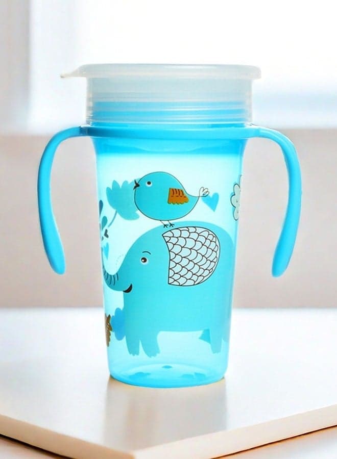 Baby 360° Trainer Cup with Lid, Spill Proof and Leak Proof Cup with Handle for Infant, Water Bottle, Baby Drinking Cup for Boys and Girls, 300ml