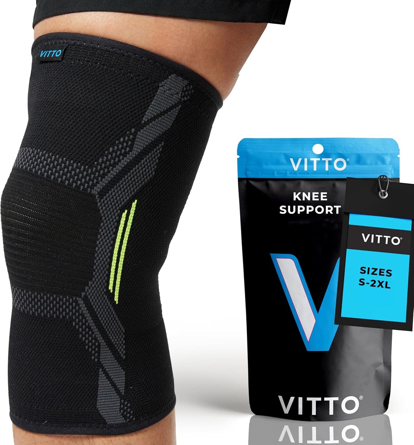 VITTO Knee Support for Women Men Knee Brace for Meniscus Tear Arthritis Joint Pain Ligament Injury Knee Compression Sleeve for Running or Weight Lifting M