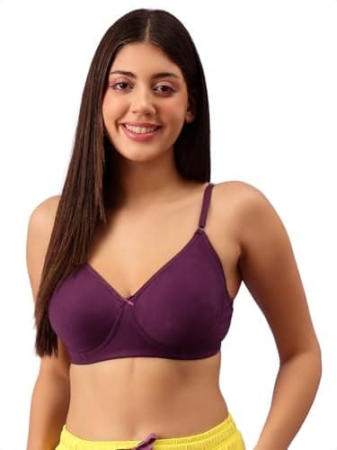 Clovia Women's Cotton Rich Non-Padded Wirefree T-Shirt Bra - Purple (BR0184P12_Purple_38C)