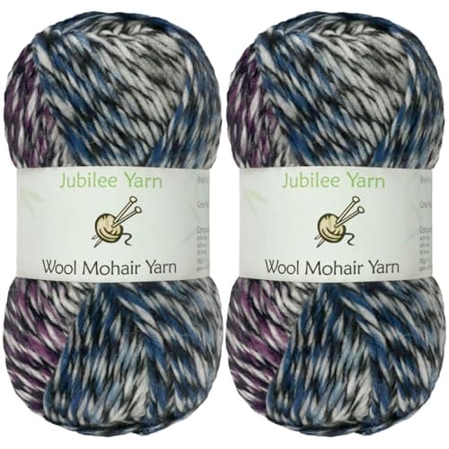 JubileeYarn Wool Mohair Yarn - 100g/Skein Ombré Worsted - Treasure Box - 2 Skeins