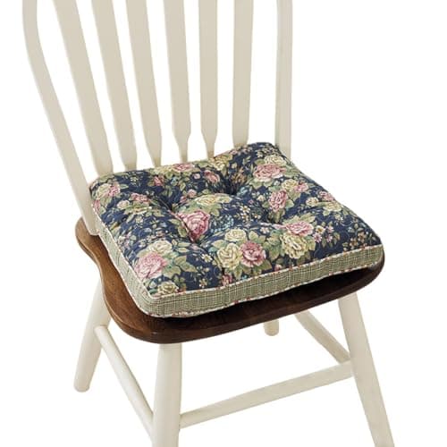 Huierxun Boho Cotton Quilted Chair Cushion for Dining Chairs Non Slip Soft Comfortable Chair Pads with Ties Patchwork Printed Seat Cushion for Kitchen Chairs Office Chairs (Pattern J,16"x16")