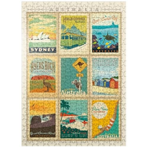 MyPuzzle Australia MultiImage Print Vintage Poster Premium 500 Piece Jigsaw Puzzle for Adults