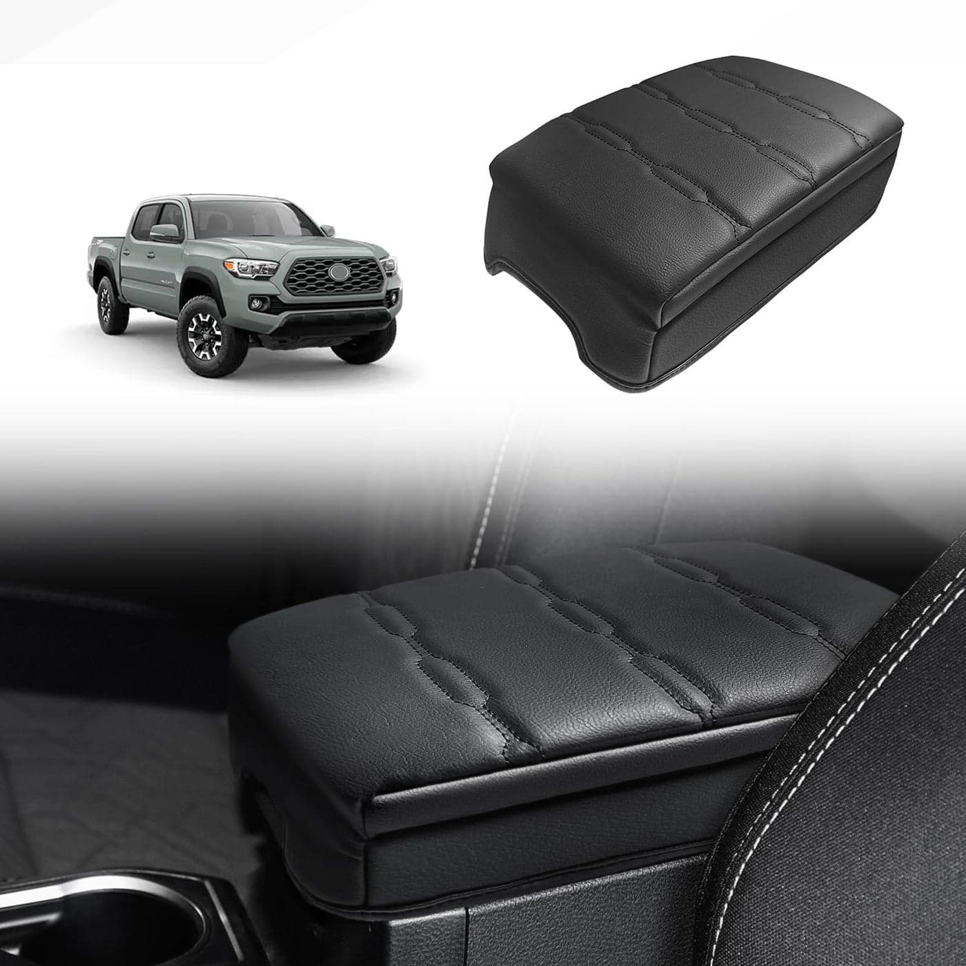 Muslogy Center Console Armrest Cover Compatible with Toyota Tacoma 20162023 Comfort Armrest Pad Arm Rest Cushion Vegan Leather Protector 1Inch Extra Thick