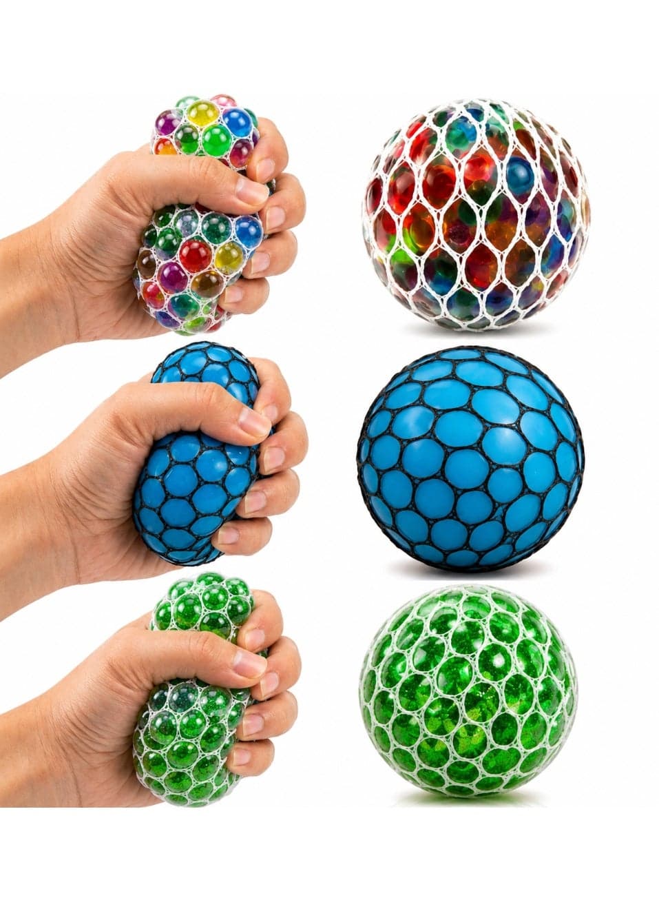 6PCS Mesh Stress Balls Fidget Toys for Kids & Adults, Squishy Grape Squeeze Balls, Anxiety Stress Relief Toy, Sensory Autism Fidget Ball, Squishies Party Favor Goodie Bag Fillers
