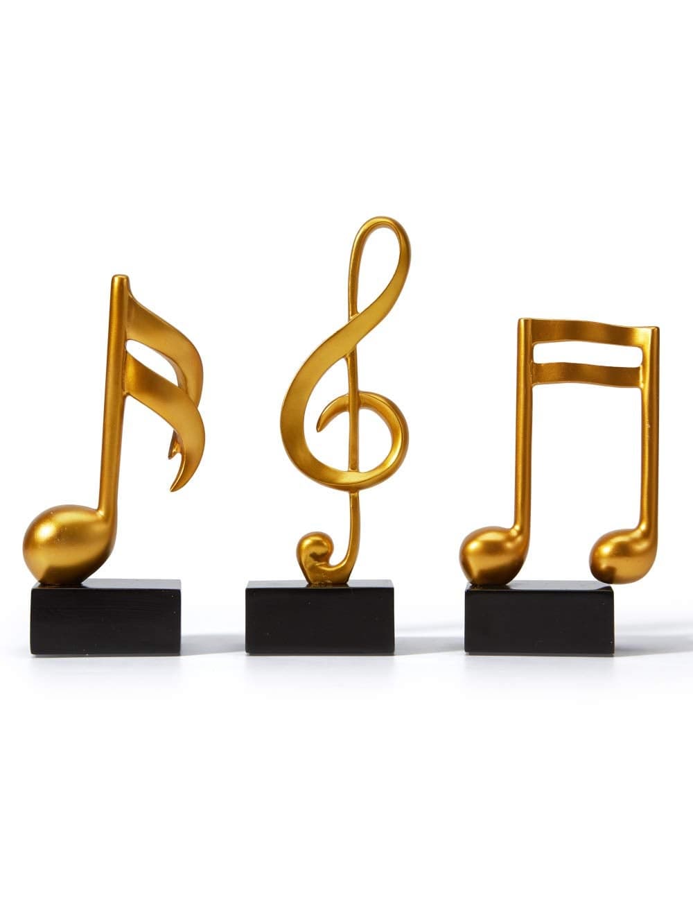 HAUCOZE Amoy-Art 3pcs Music Note Ornament Gifts Musical Sculpture Statue Modern Decor Piano Figurine Table Centerpiece Crafts Polyresin Arts Gold 19cm