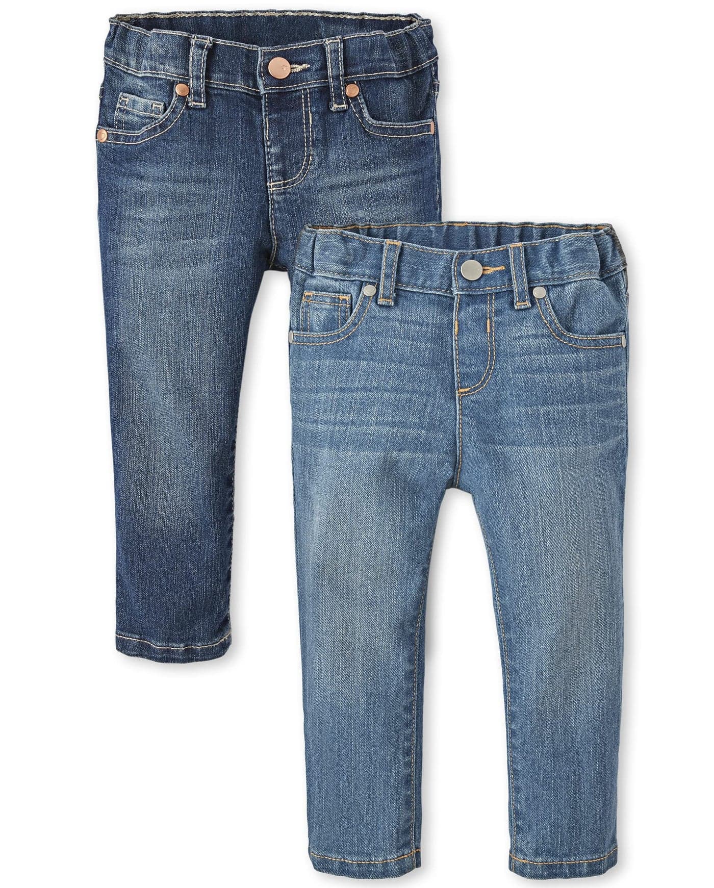 The Children's Place Baby Girls And Toddler Girls Basic Skinny Jeans,Blues Wash/True Indigo 2 Pack,5T