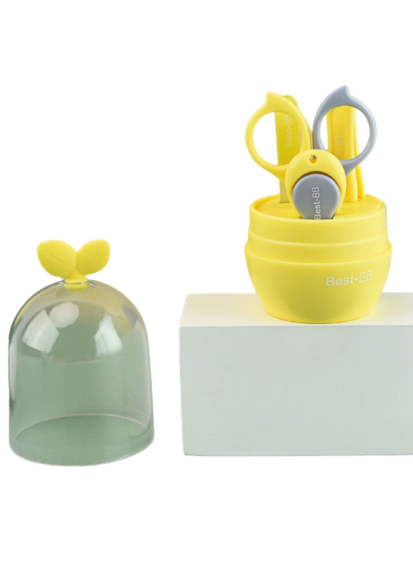Twisoo 4-in-1 Baby Nail Kit - Safe Nail Clippers, Scissors, Tweezers, and File Set in Adorable Box for Newborns, Babies, Toddlers, and Kids - Perfect for Gentle Nail Care and Hygiene (Yellow)