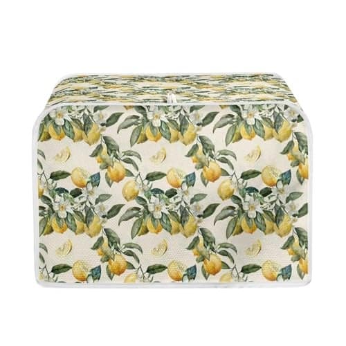 Talayituse Lemon Flower Print 2 Slice Toaster Covers Dust Protection Bread Maker Covers Toaster Oven Cloth Cover Kitchen Accessories Washable Appliance Cover with Handle