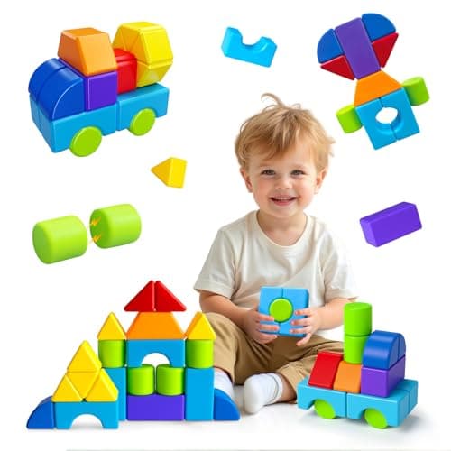 Pairez Toys MultiShape Magnetic Blocks Large Stacking Building Blocks Set Preschool Educational Sensory Magnet Toys for Kids Ages 35 Year Old Boys Girls Toddlers20pcs