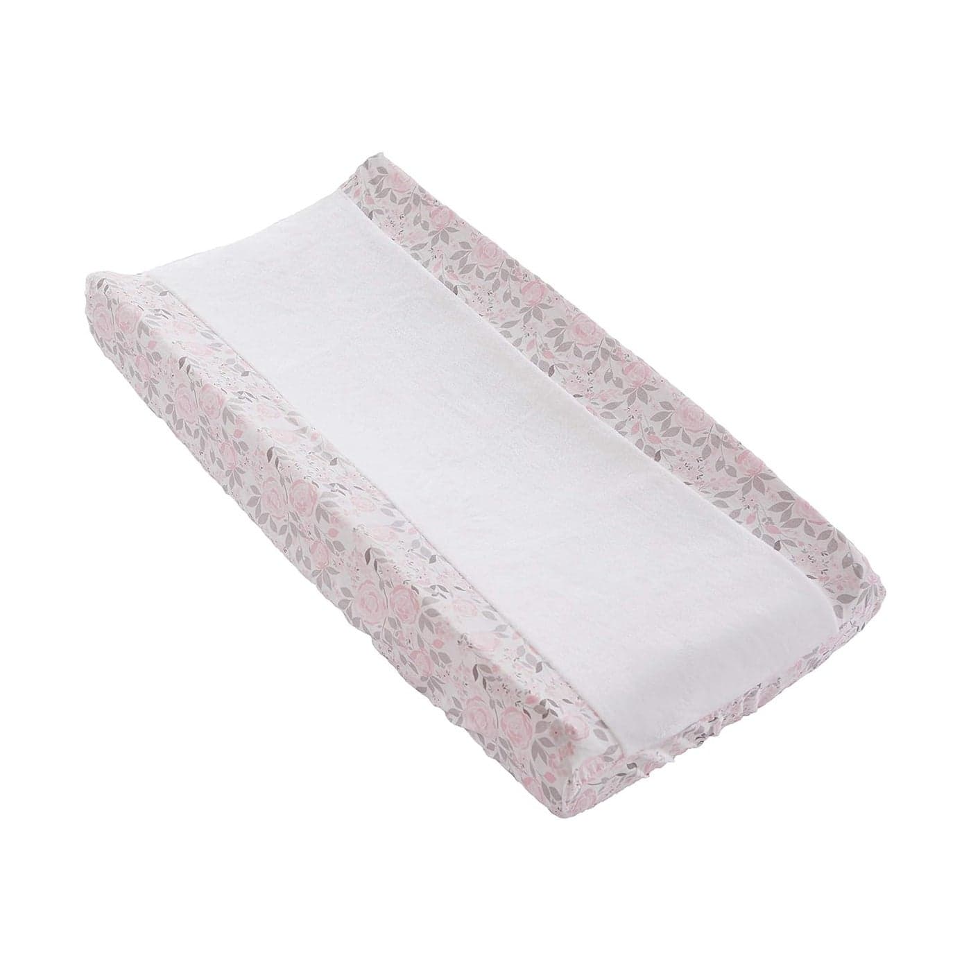Levtex Baby Colette Diaper Changing Pad Cover Fits Most Standard Changing Pads White Plush Pink and Grey Floral Nursery Accessories Plush