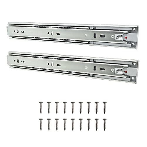 Volo Mild Steel Heavy Duty Telescopic Push to Open Slide/Drawer Slides Ball Bearing 3-Fold Full Extension Side Mount Rail Runners - 12 inches (Silver)