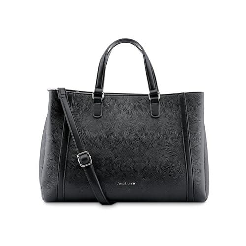 Fastrack Casual 14" Laptop Tote | Faux-Leather Women's Handbags |14" Laptop Tote for Workwear and College, Black
