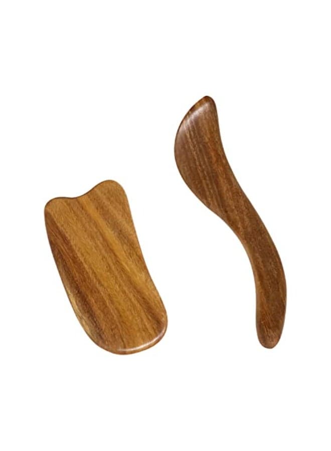 yueton 2PCS Sandalwood Scraping Board Wooden Gua Sha Board Gua Sha Facial Body Massage Tool for Face and Body Treatment Relieve Tensions and Reduce Puffiness