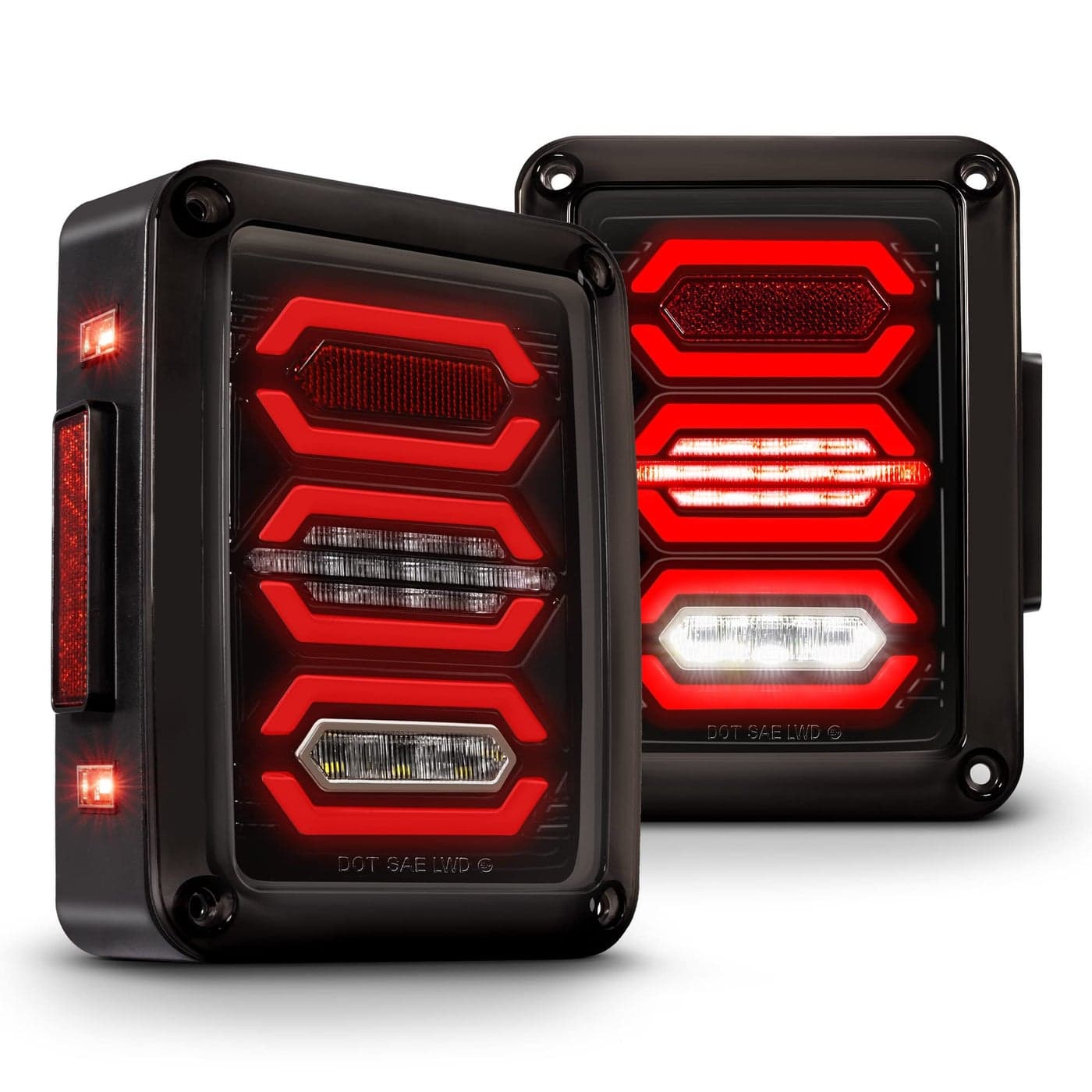 TRUE MODS LED Rear Tail Light Replacement for Jeep Wrangler Hexagon Design Smoke Lens Plug n Play LED Brake Light for Jeep Wrangler JK JKU Unlimited Accessories 20072018