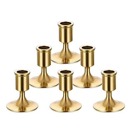 Sziqiqi Candlesticks Holder for Wedding Table Centerpiece Gold Taper Candle Holders Candle Stick Holder Bulk for Christmas Candlelight Dinner Wedding Party Festival Decor 6 Pieces