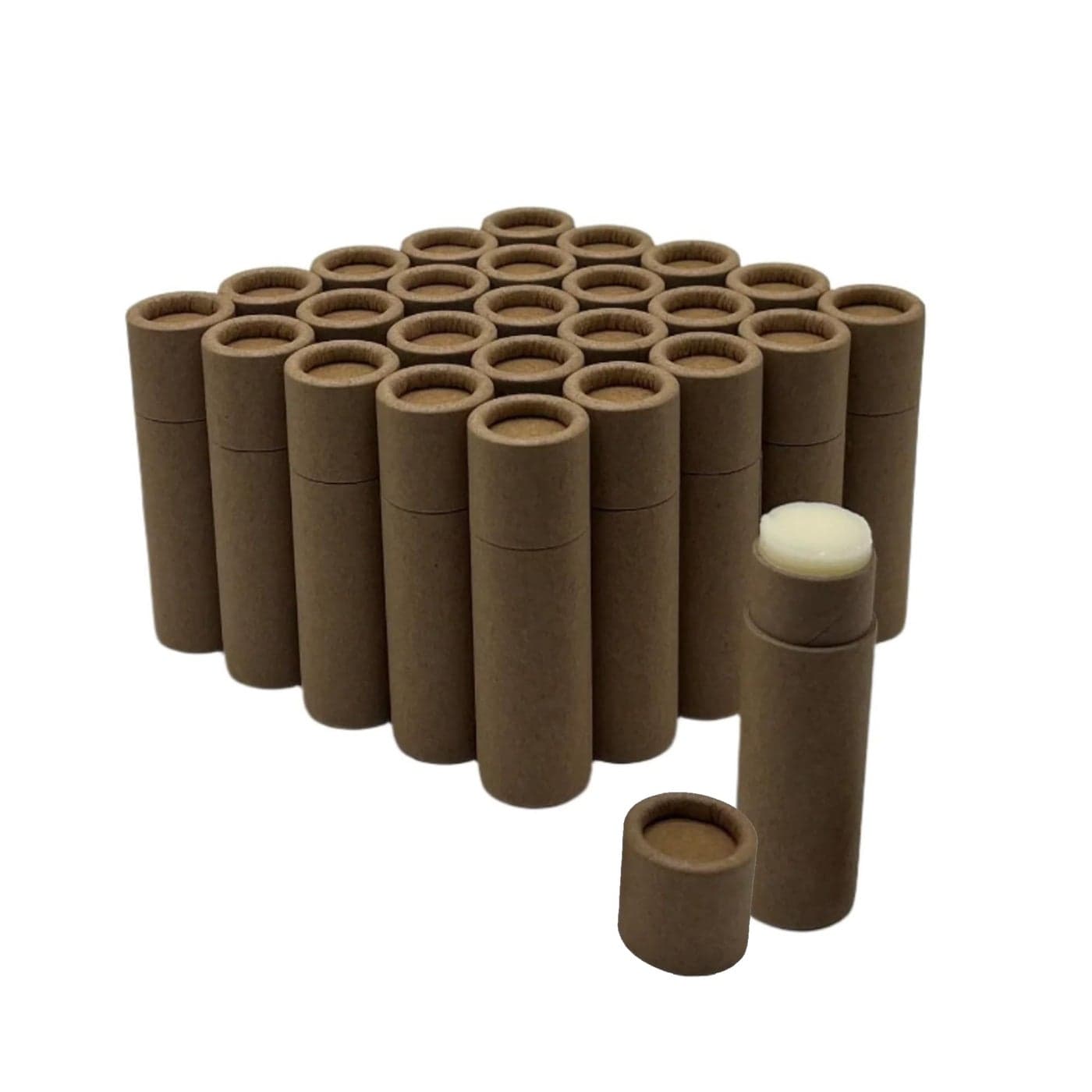 GreenWay 03oz 85g Kraft Paperboard Lip Balm Tubes with Lids 25 Pack Lip Gloss Tubes Refillable DIY Cosmetic Containers Lip Balm Containers Chapstick Empty Holder Brown
