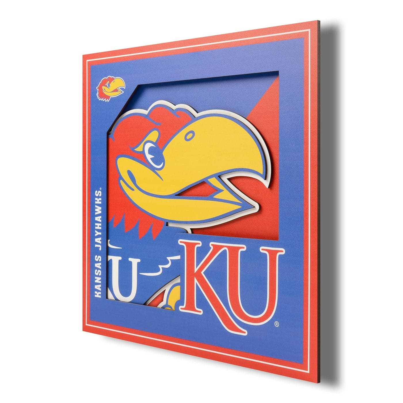 YouTheFan NCAA Kansas Jayhawks 3D Logo Series Wall Art 12x12