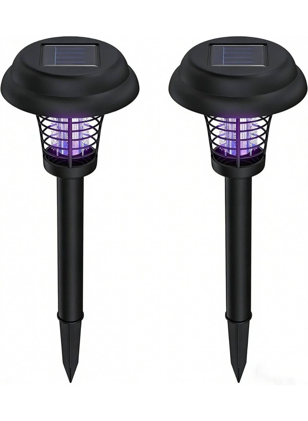 Solar Bug Zapper Outdoor, Rechargeable Mosquito Fly Zapper Lamp Repellent Outdoor Waterproof LED, Solar Powered Mosquito Killer Lamp for Indoor & Outdoor (2 Pack)