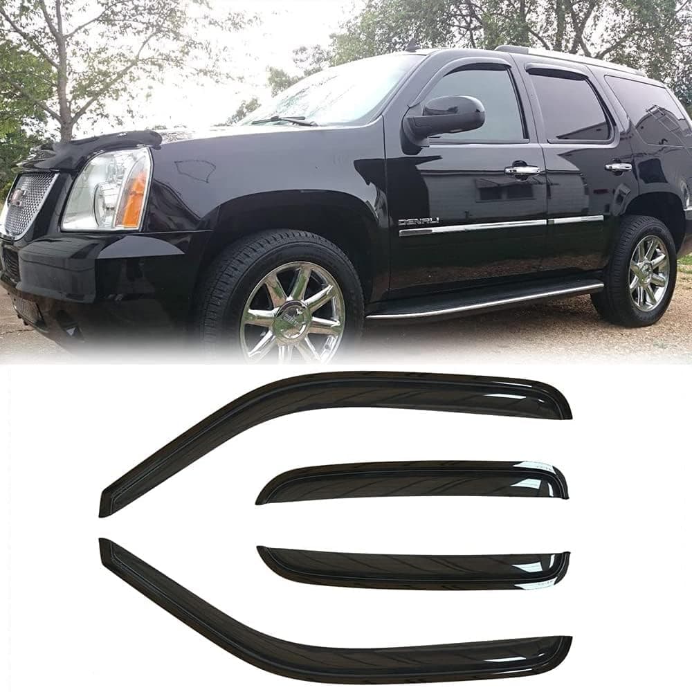 Deebior Original Side Rain Guards 4pcs OutChannel TapeOn Nice Wind Deflector Set Window Visors fit for 20072014 Chevrolet Tahoe 20072014 GMC Yukon Not Fit Yukon XL Model 94514