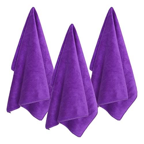 Kuber Industries Cleaning Cloths|Microfiber Highly Absorbent Wash Towels for Kitchen,Car,Window,24 x 16 Inch,Pack of 3 (Purple)