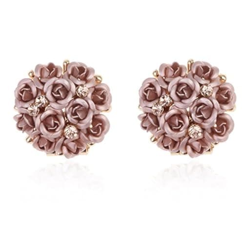 Shining Diva Fashion Jewellery Brown Floral Gold Plated Stylish Earrings For Women & Girls (9171er)