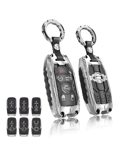 Heavy Key Fob Cover for Dodge Key Fob Case Protector Accessories Fits for 20182026 RAM 1500 RAM 2500 RAM 3500 Smart Key Silver