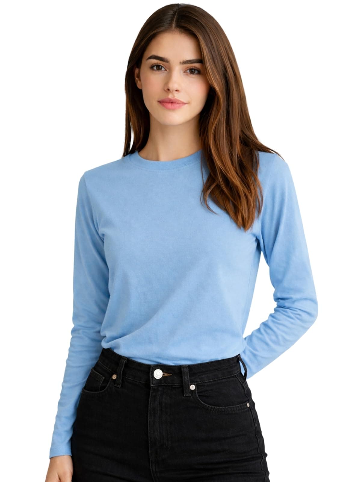 JUNEBERRY® Pure Cotton Round Neck Regular Fit Core Fashion Solid Full Sleeve T-Shirt for Women & Girls (JB_FS_REG_DC_M)