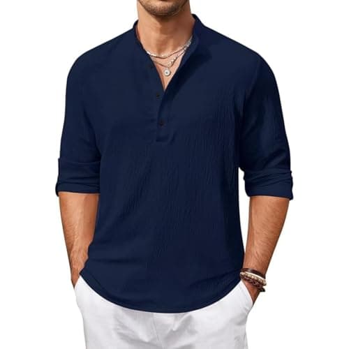 Bellstone Men’s Cotton Blend Solid Regular Fit Full Sleeve Short Kurta | Men's Trendy Short Kurta | Ethnic Stylish Casual Lightweight Summer Kurta for Daily and Occasion Use