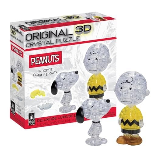 Snoopy and Charlie Brown Deluxe Original 3D Crystal Puzzle from BePuzzled 3D Crystal Puzzles and Brainteasers for Puzzlers and Collectors Ages 12 and Up and Display Item