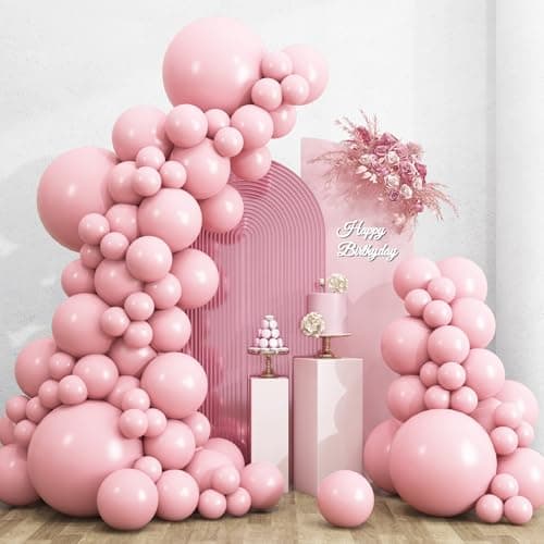 RUBFAC 135pcs Baby Pink Balloons Different Sizes 18 12 10 5 Inch for Garland Arch Light Pastel Pink Latex Balloon for Wedding Birthday Party Baby Shower Gender Reveal Anniversary Decorations