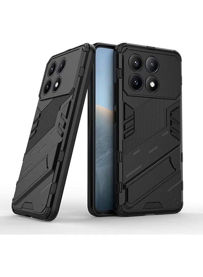 Case Compatible with Xiaomi Poco X6 Pro 5G, Shockproof Cases with Kickstand Stealth Stand, Anti-Fall Drop Protection, PC+TPU Grade Protective Tough Hard Phone Cover, Black