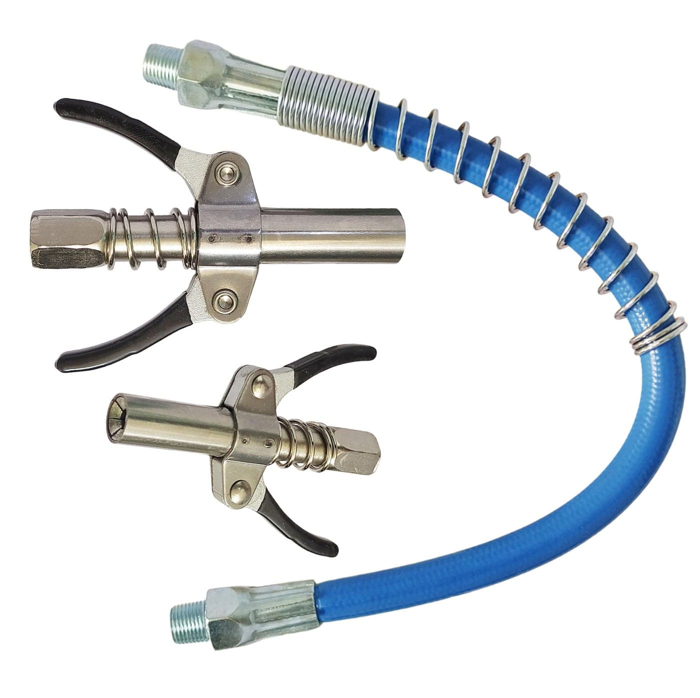 Inditrust 2pc Double handle Grease Gun Coupler with 1pc 30cm Hose 10000 PSI compatible with All Grease Guns 1/8"