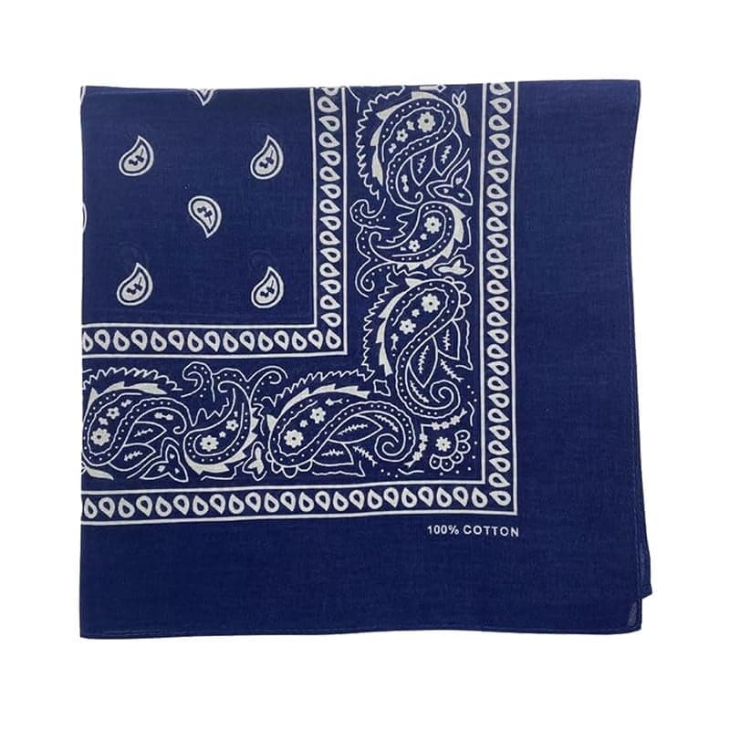 DIKHAWA Unisex Soft Breathable Cotton Paisley Printed Cowboy Bandanas,Headband,Scarf (NAVY_50CM X 50CM_Pack of 1), Blue