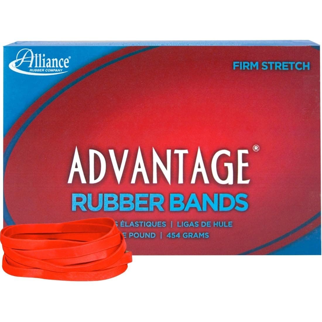 Alliance Rubber 96645 Advantage Rubber Bands Size 64 1 lb Box Contains Approx 320 Bands 3 12 x 14 Red