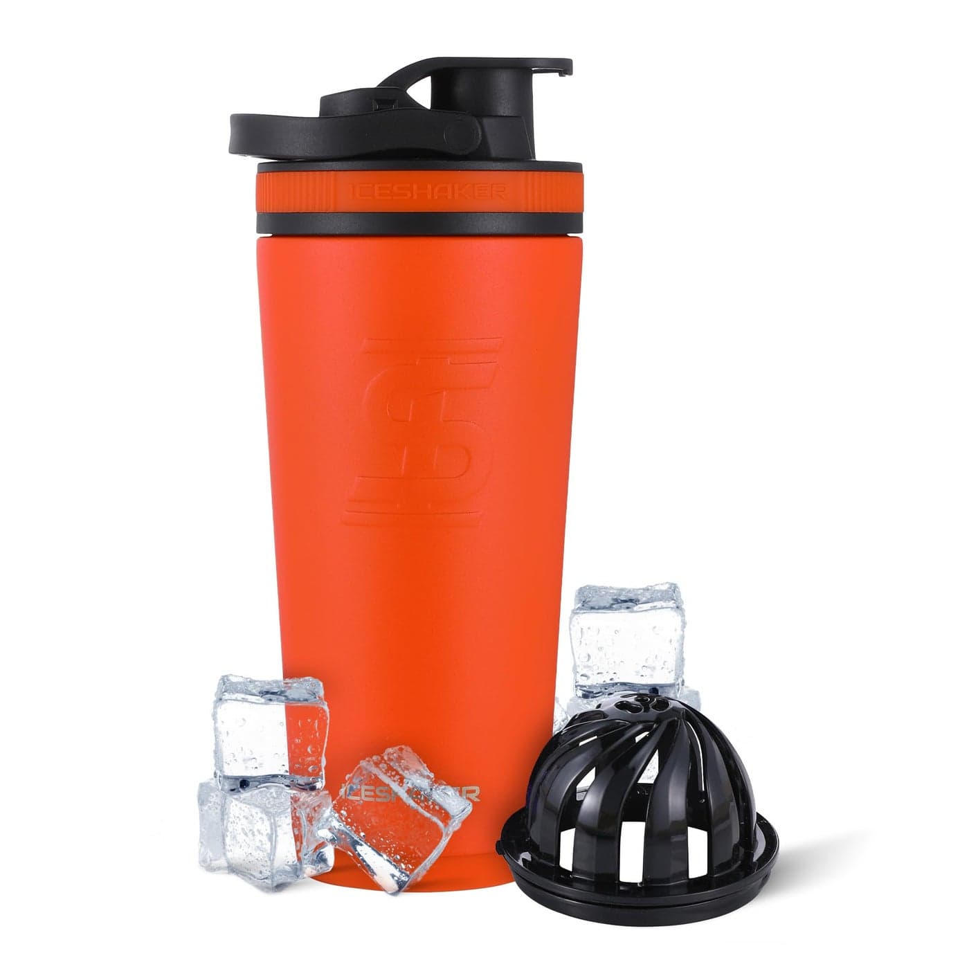 Ice Shaker Insulated Stainless Steel Shaker Bottle 26oz Orange Cold for 30 Hours Insulated Cup with Twiston Agitator OdorFree Bottle for Protein Shakes Water Smoothies Cocktails