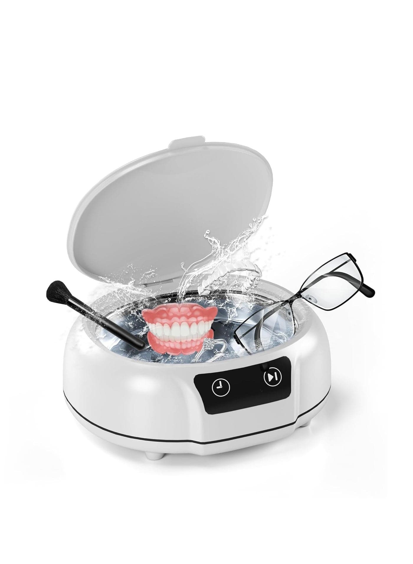 Ultrasonic Jewelry Cleaner, 48 Khz Retainer Cleaner Machine, Portable Sonic Jewelry Cleaner Machine Clean Pod for Dentures, Jewelry, Rings, Glasses, Combs, Earrings, Retainers, Dental Tools, 24.5 Oz