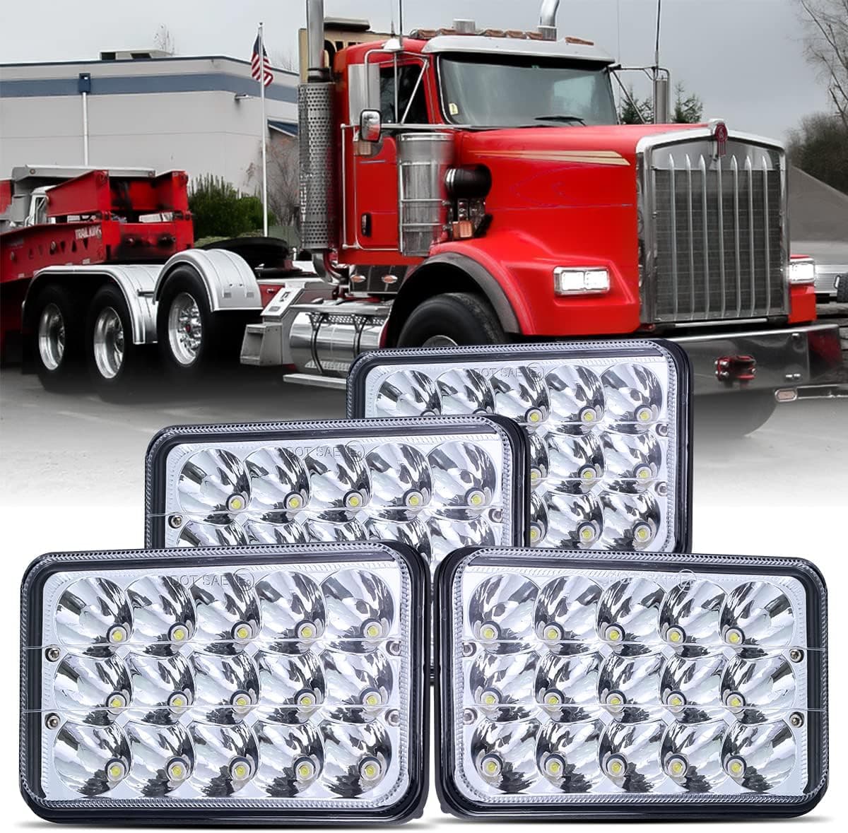 LEDMIRCY 4x6 Inch LED Headlights - High Low Beam Set