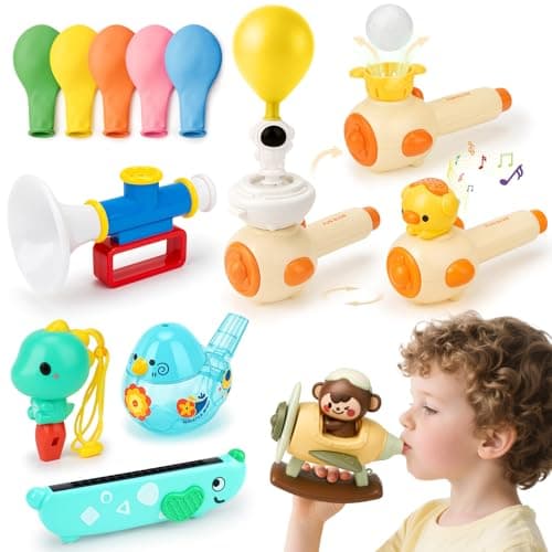 Joyreal 8 in 1 Sensory Toys for Kids with Whistle Balloon Blower Floating Blow Pipe Ball Autism Sensory Product Oral Motor Therapy Tools Speech Therapy Toys for Toddler 3 Year Old Boy Girl Gift
