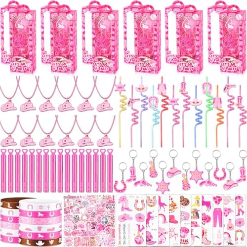 We1stdsee Cowgirl Party Favors Pack For 12Guests Pink Goodie Bag Stuffers for Kids Girls Birthday Galentines Pinata Filler Classroom Rewards
