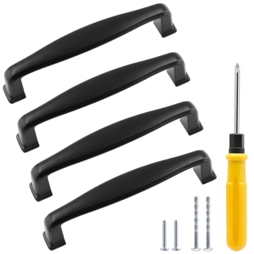 Qjaiune 10 Pack 3 3/4 inch / 96mm Cabinet Pulls Black Kitchen Cabinet Handles, Modern Drawer Pulls Farmhouse Dresser Handles, Vanity Cabinet Hardware Cupboard Drawer Handles for Cabinet Wardrobe