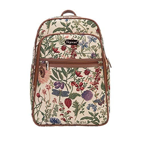 Signare Tapestry Backpack for Women Computer Rucksack Knapsack bookbags for women In Floral Morning Garden Design (BKPK-MGD)