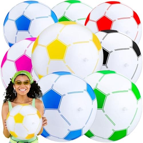 Hungdao 12 Pieces Inflatable Soccer Ball 16 Inch Large Beach Toys Bulk Multicolored Blow up Soccer Balls Beach Water Games for Summer Swimming Pool Sports Birthday Party Favor