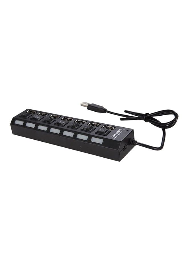 7-Port USB Hub With On/Off Switch Black