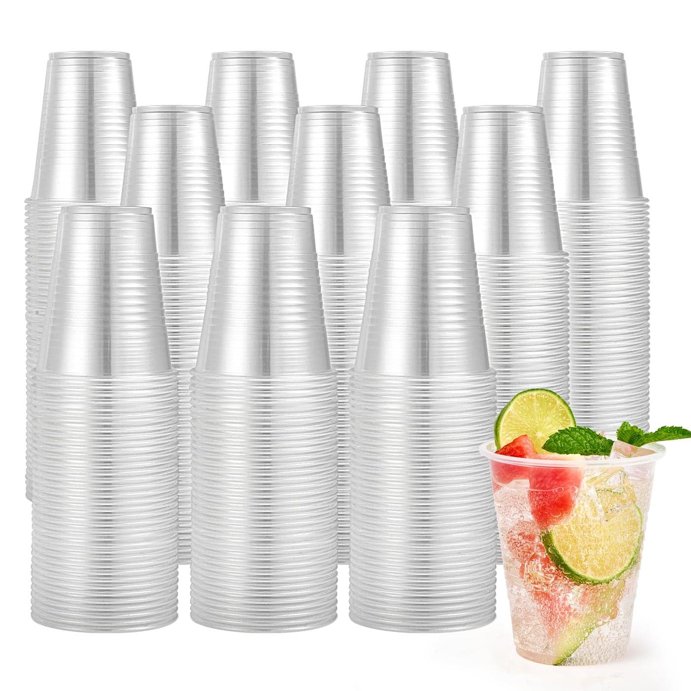 Turbo Bee 1000 Pack 12oz Plastic CupsDisposable Clear Drinking CupsHot and Cold Drink Container for Water Juice SodaCoffee