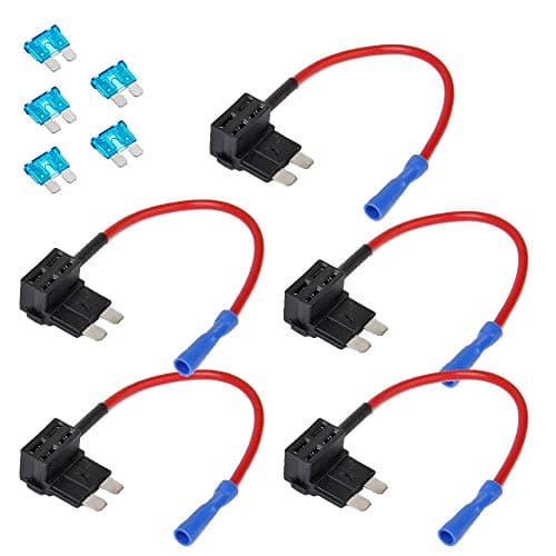 ESUPPORT 12V 24V Standard Add A Circuit Fuse Tap Piggy Back Blade Holder Plug Socket Car Pack of 5