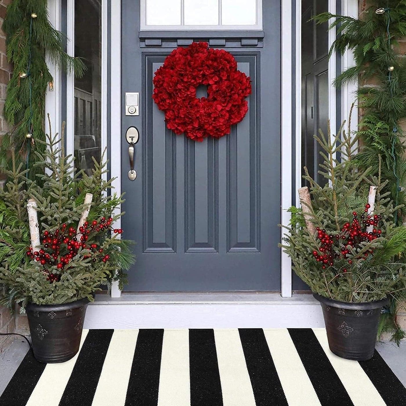 LEEVAN Black and White Striped Door Mat 2x4 Washable Front Porch Rug Cotton Woven Reversible Rug Farmhouse Black Outdoor Rug IndoorOutdoor Welcome Door Mat White Entryway Throw Rugs