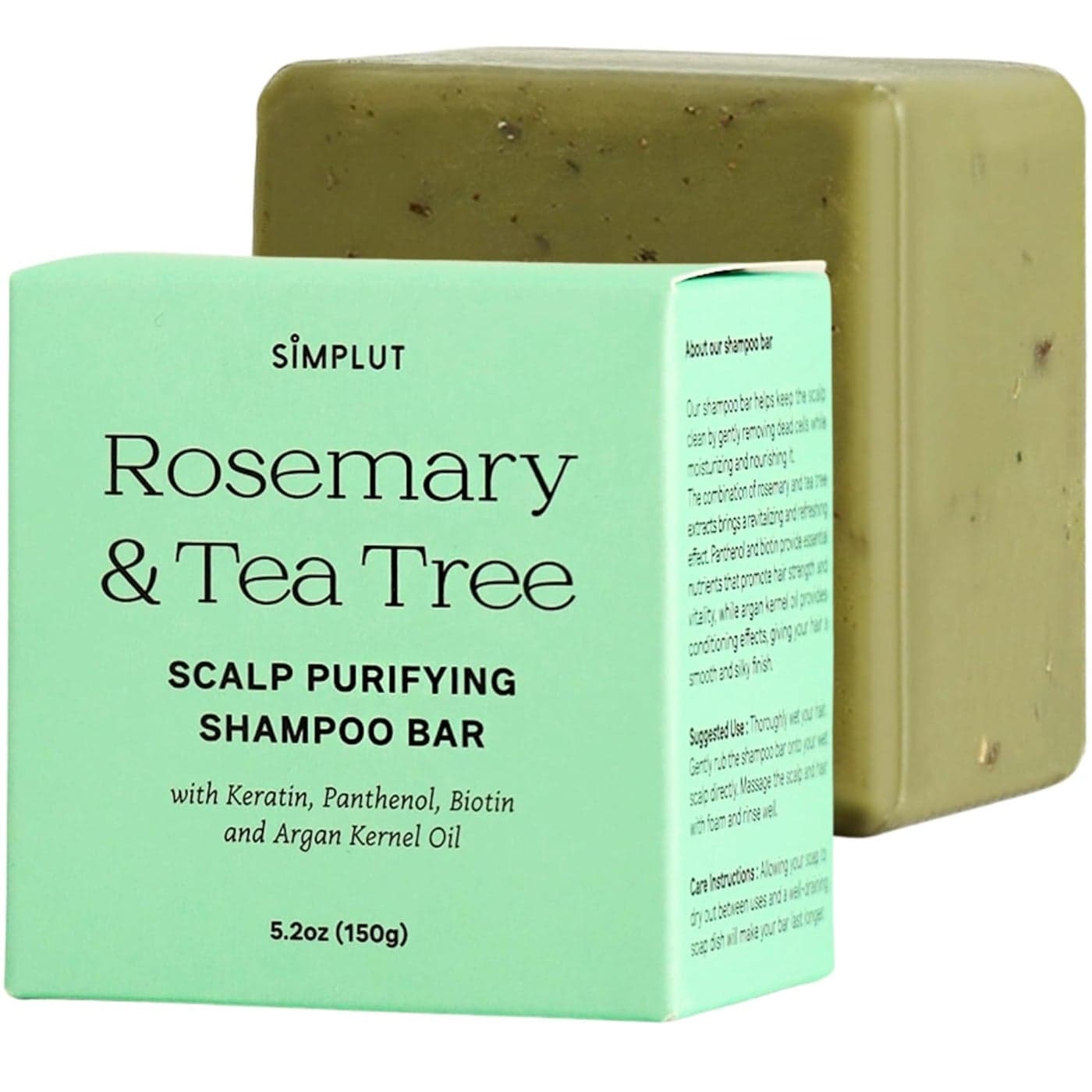 Rosemary TeaTree Scalp Purifying Shampoo Bar with Keratin Panthenol Biotin and ArganOil 52oz Sulfate Free Vegan Hair Nourishing Soap Bar Aromatherapy Care Deep Cleansing