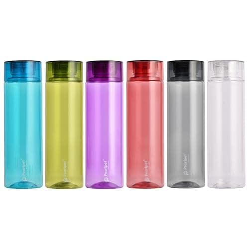 PEARLPET Hydrous Water Bottle for Home | Leak Proof Bottles for Refrigerator | BPA-Free, Food Grade, Plastic | Set of 6, 1000 ML Each, Multicolor